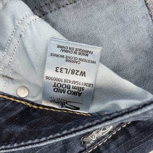 Silver Jeans Women Size 28 Blue Aiko Mid Slim Boot Dark Wash 33" Inseam 64-25 - Picture 5 of 10